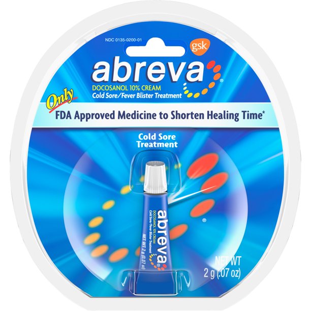 Abreva Docosanol 10% Fever Blister and Cold Sore Treatment, 0.07 oz Cream