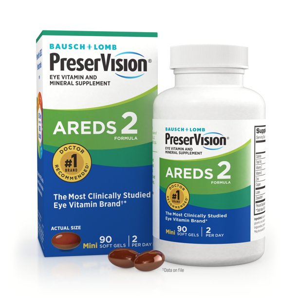PreserVision AREDS 2 Formula, Eye Vitamin and Mineral Supplement - By Bausch + Lomb - 90 Soft Gels