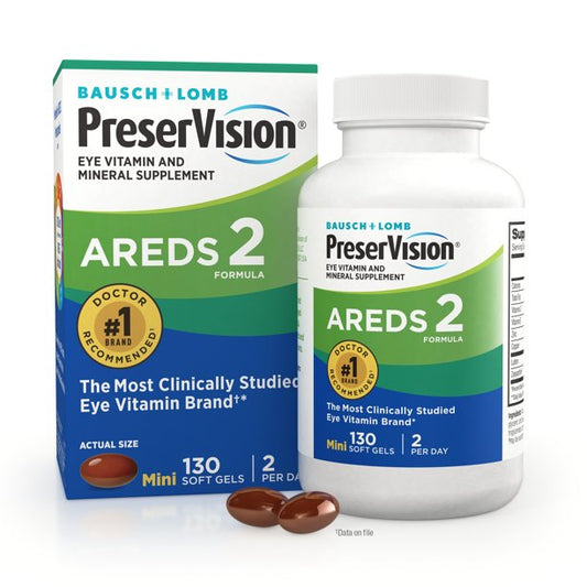 PreserVision® AREDS 2 Formula, Eye Vitamin and Mineral Supplement with Lutein & Zeaxanthin–From Bausch + Lomb, 130 Soft Gels