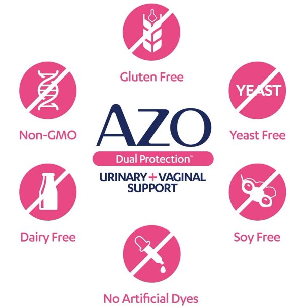 AZO Dual Protection Urinary + Vaginal Support, Starts Working Within 24 Hour, 30 Count