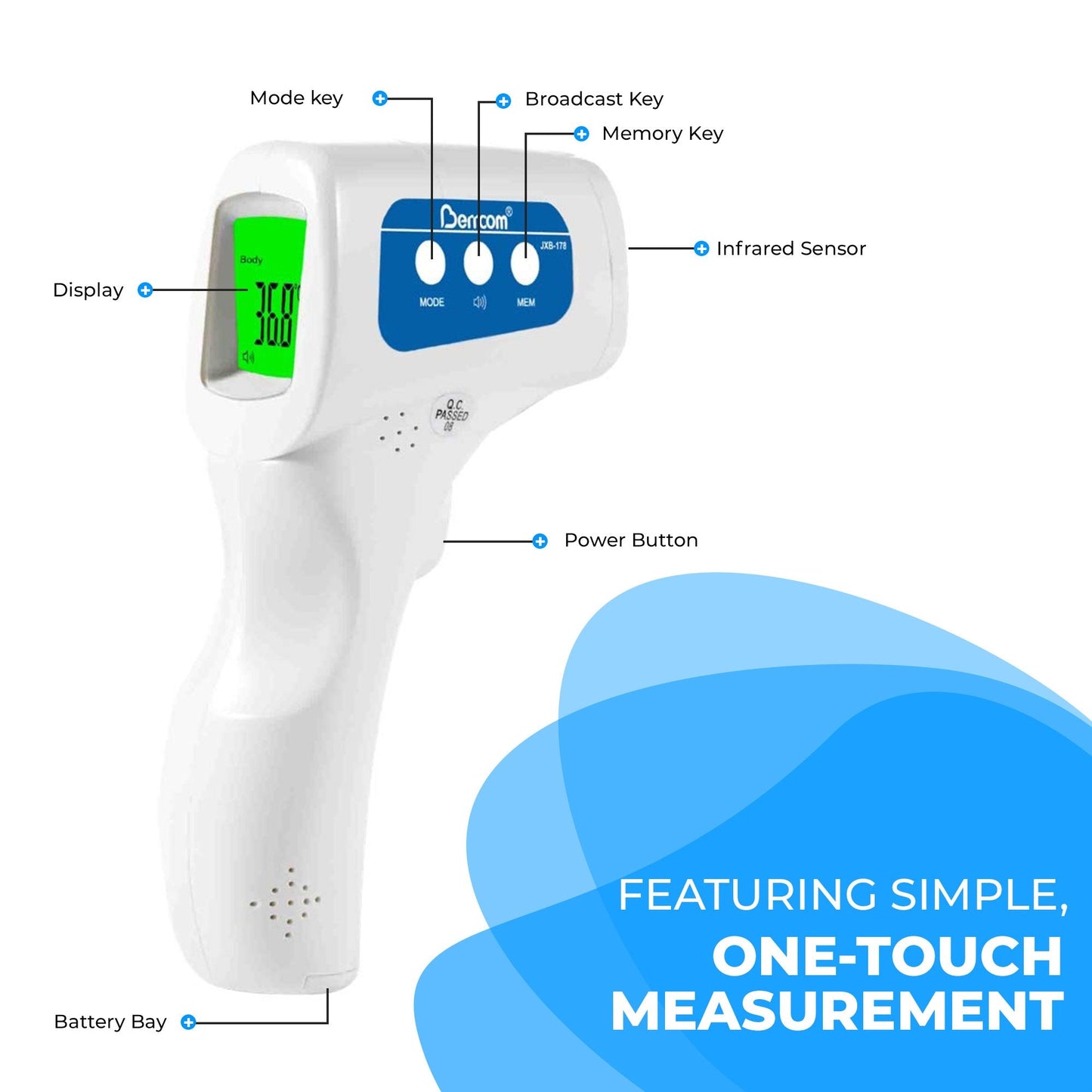 Berrcom JXB-178 Digital Non-Contact Infrared Forehead Thermometer