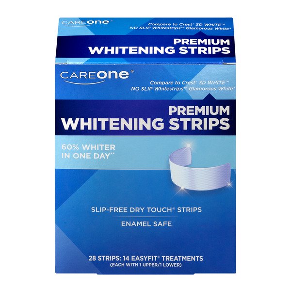 CareOne Premium Whitening Strips, 28 Strips: 14 Easyfit Treatments