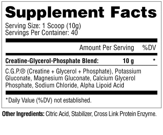 C.G.P Creatine Glycerol Phosphate, 400g - Unflavored