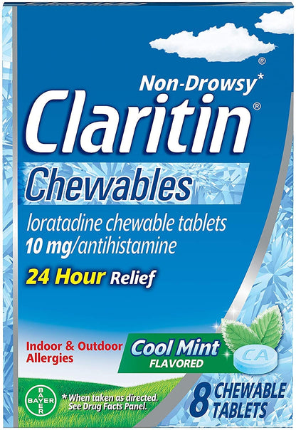 Claritin 24-Hour-Non-Drowsy Allergy Cool Mint, 8 Chewable Tablets