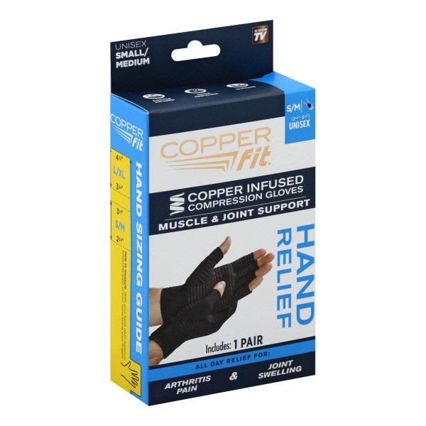 Copper Fit Hand Relief Compression Gloves, Small/Medium