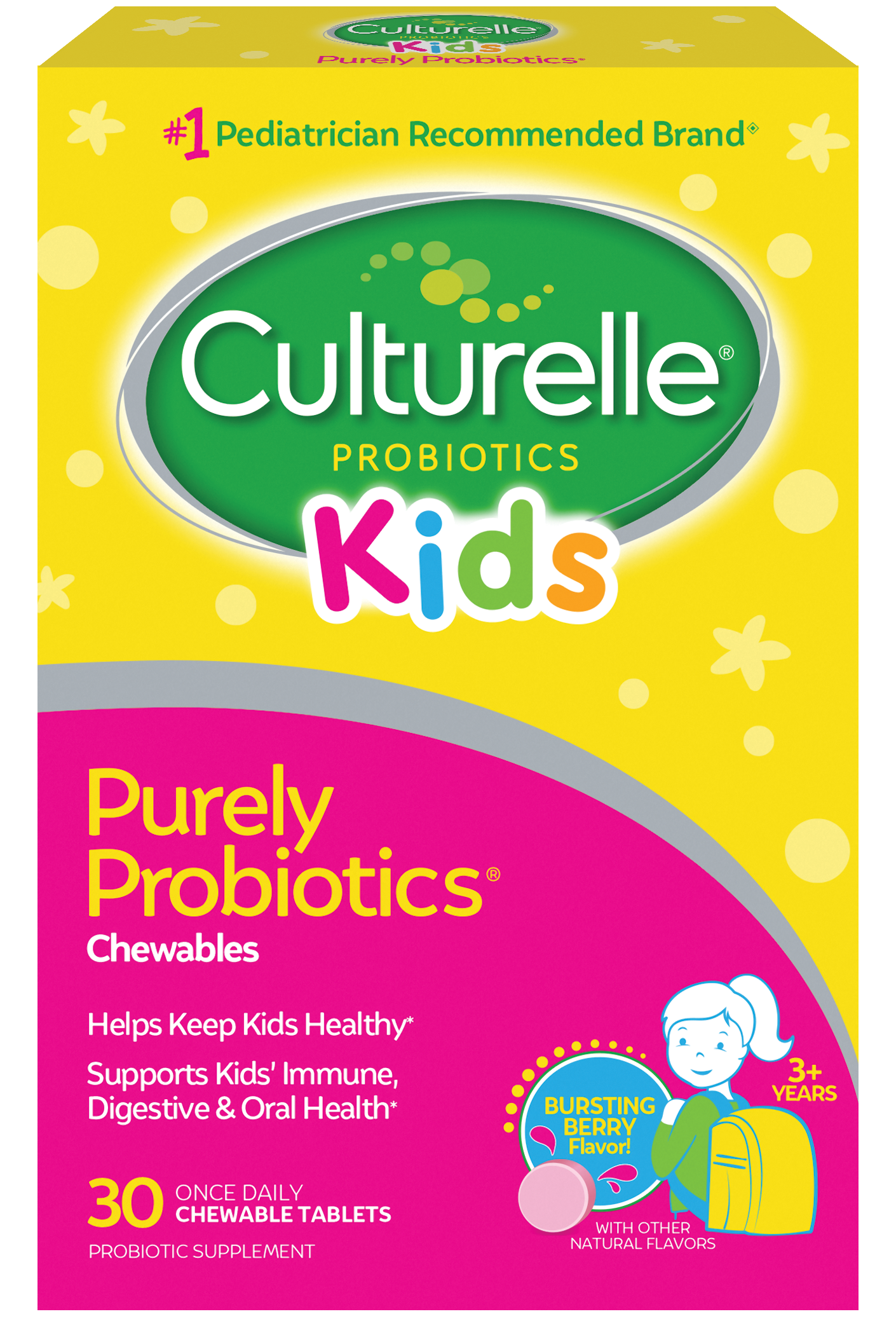 Culturelle Kids Probiotic Chewables, Supports Immune & Digestive Health, Berry, 30 ct
