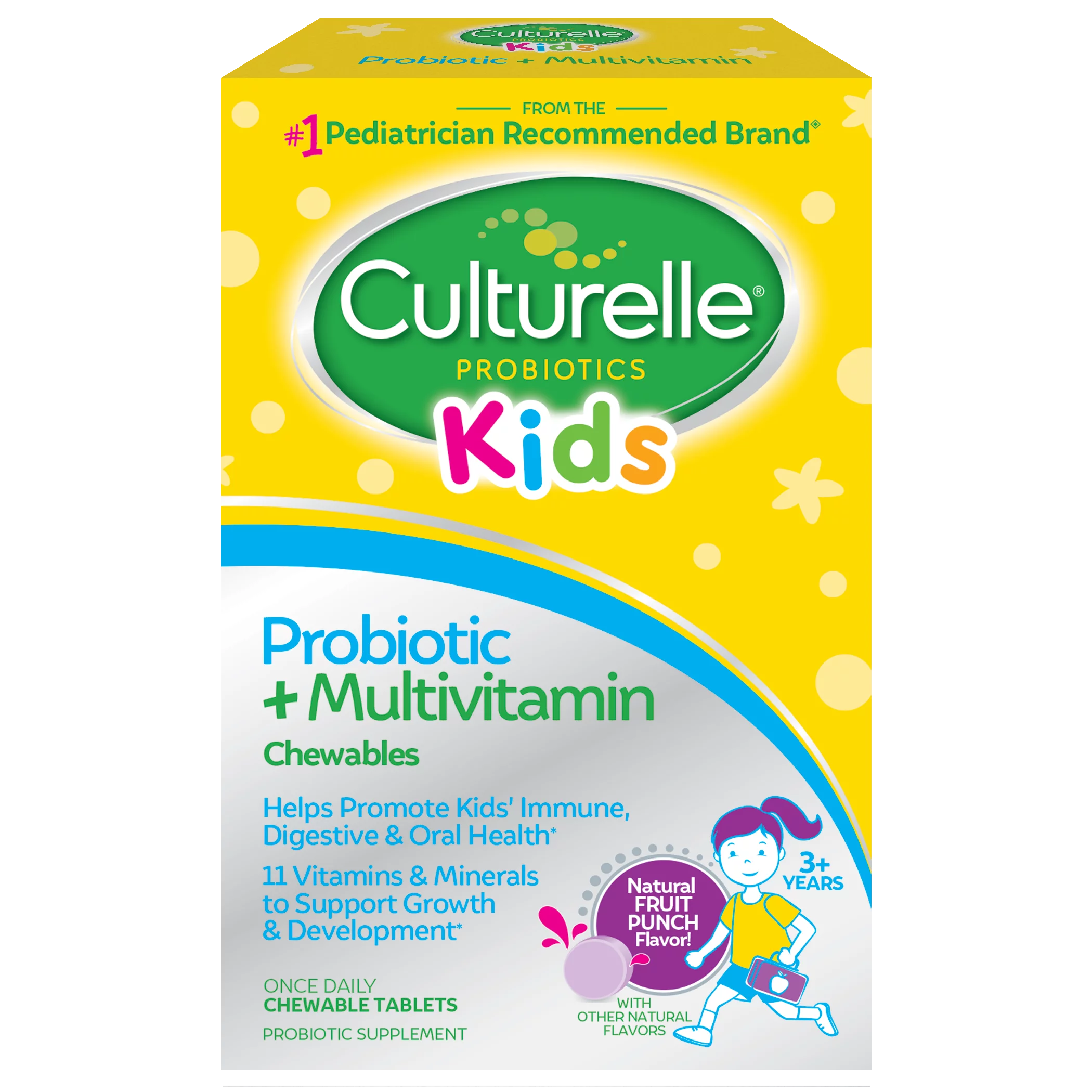 Culturelle Kids Probiotic + Multivitamin Chewables, Probiotic Supplement for Kids, 30 Ct