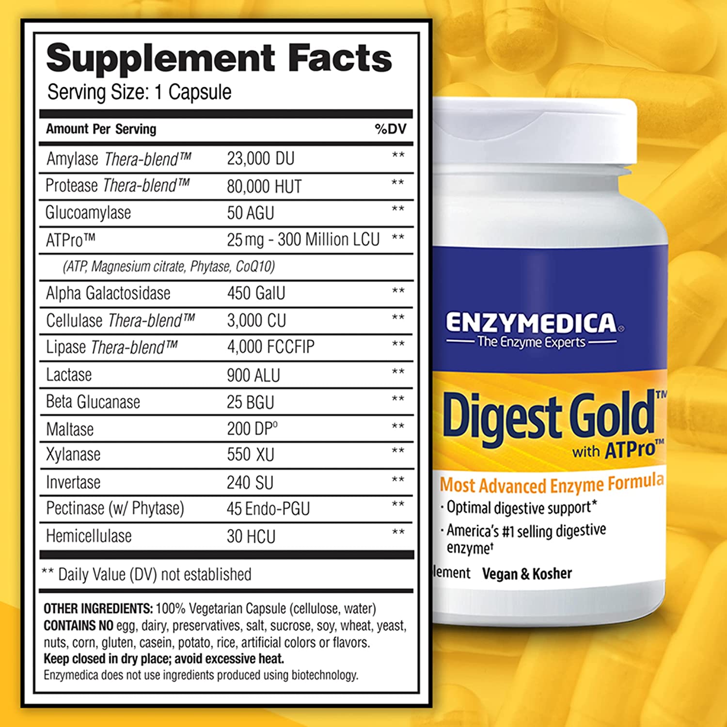 Enzymedica Digest Gold with ATPro, 240 Capsules