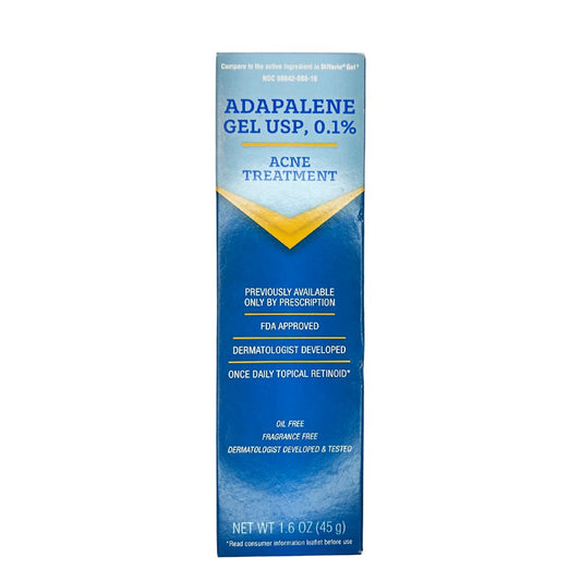 Adapalene Gel USP 0.1% Acne Treatment by Glenmark, Compare to Differin Gel - 1 tube 0.5 oz