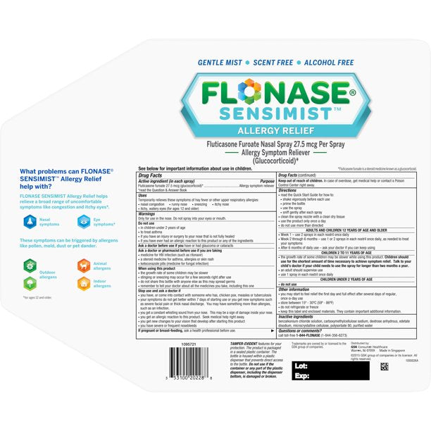 Flonaise Sensiimist Allergy Relief Nasal Spray 120 Sprays each - 3 Pack (360 Sprays Total)