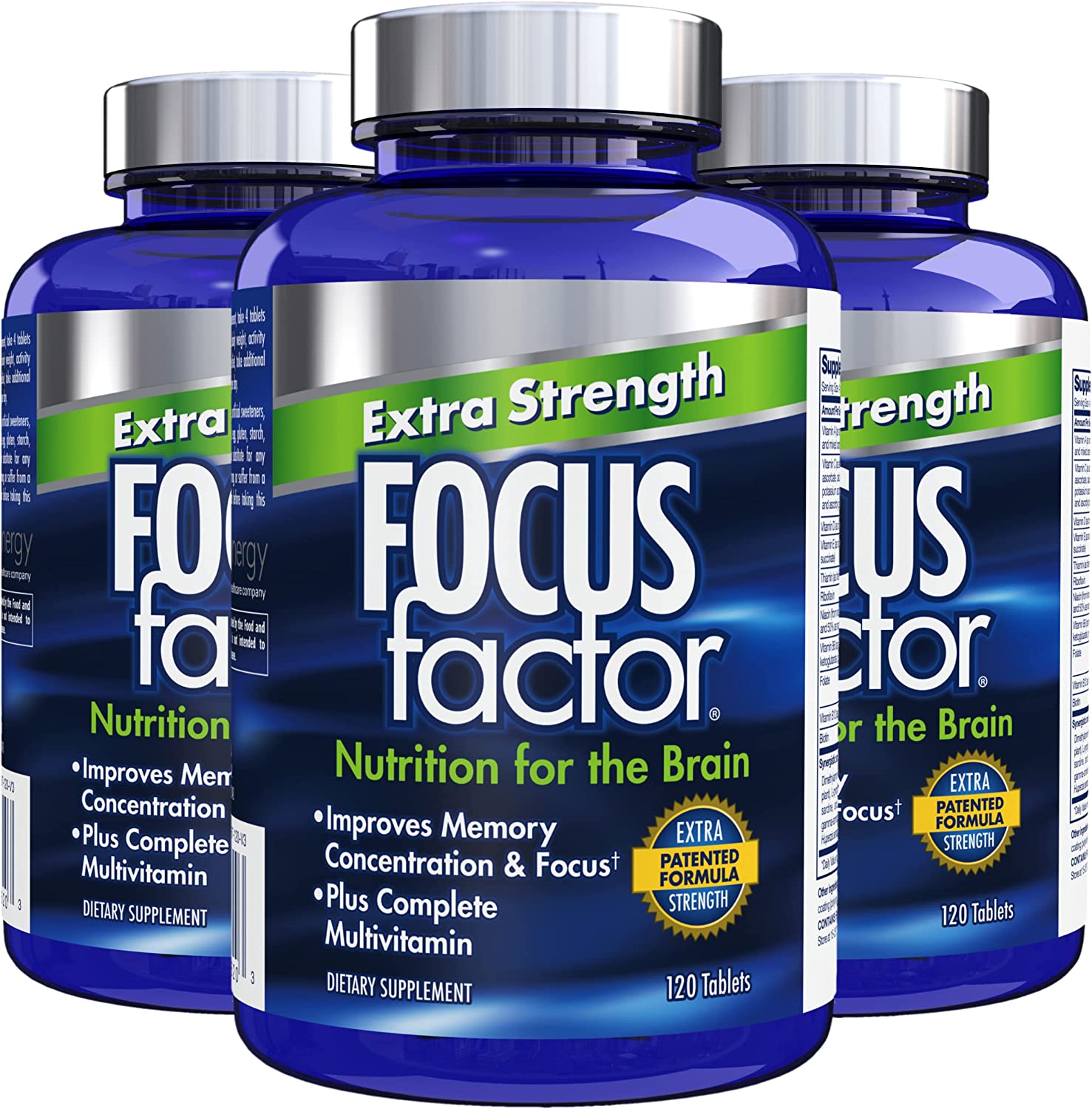 Focus Factor Extra Strength - Nutrition for the Brain 120 Tablets (3 Pack)