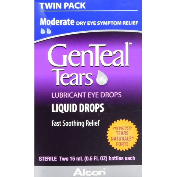 Genteal Tears Lubricant Liquid Eye Drops Moderate, Twin Pack, 0.5 Oz, 2 Pack