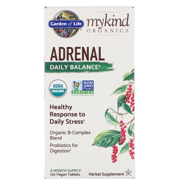 Garden of Life MyKind Organics Adrenal Daily Balance, 120 Vegan Tablets
