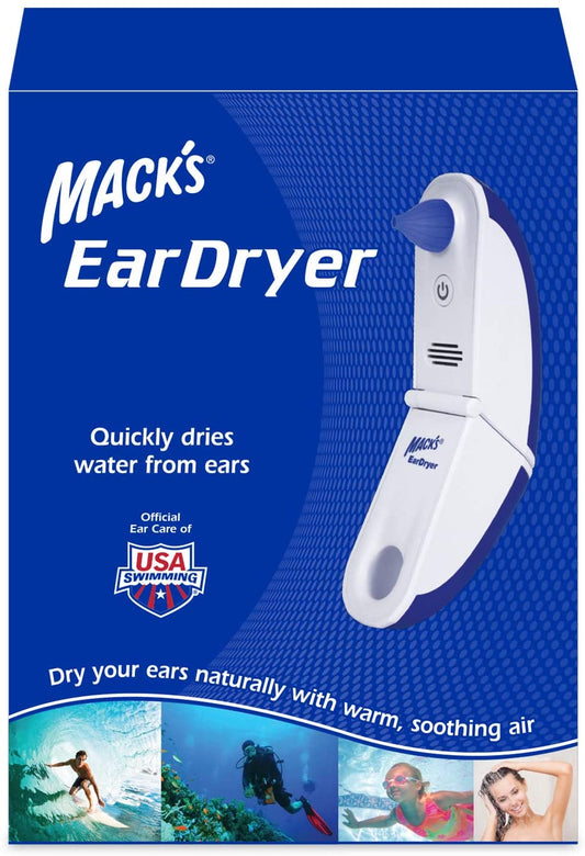 Mack's Ear Dryer Soothing Electronic Warm Air Ear Dryer for Swimming, Showering, Water Sports, Surfing, Scuba and Hearing Aid Use