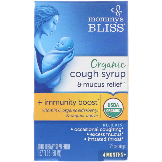 Mommy s Bliss Organic Cough Syrup Mucus Relief Immunity Boost 4 Months 1 67 fl oz 50 ml