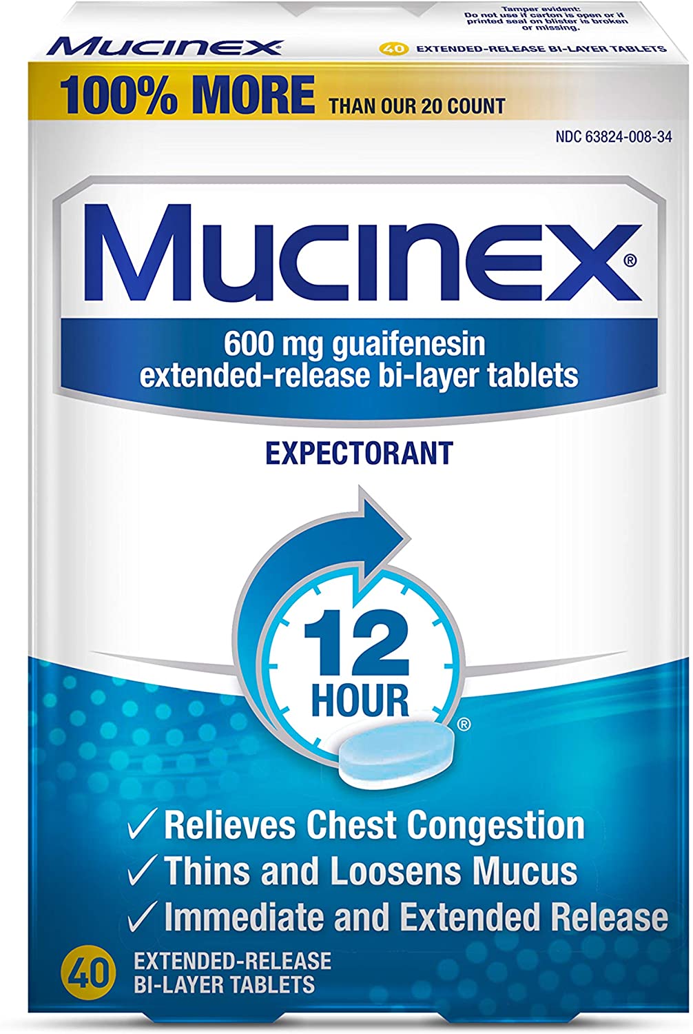 Mucinexx 600mg, 40 Tablets