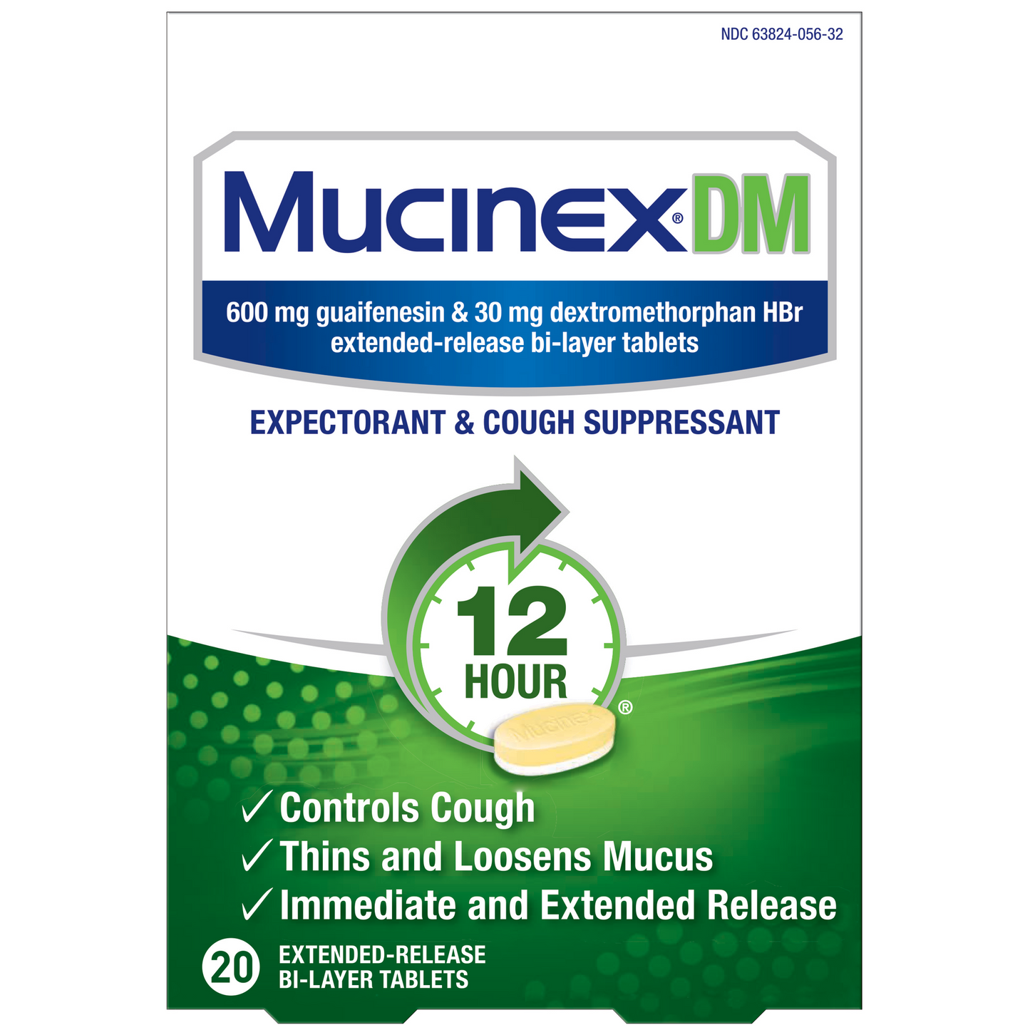 Mucinex DM Expectorant & Cough Suppressant, 20 Tablets
