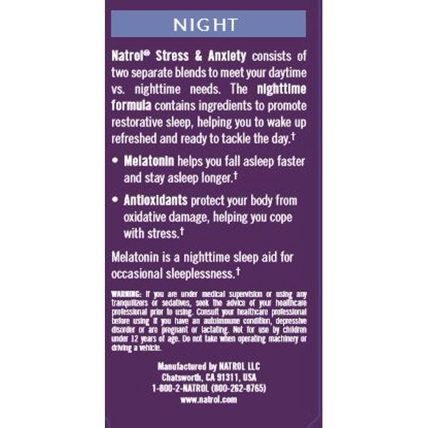 Natrol Stress & Anxiety Day and Night, 60 Tablets