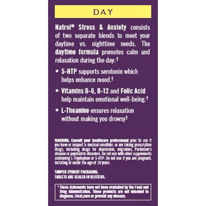 Natrol Stress & Anxiety Day and Night, 60 Tablets