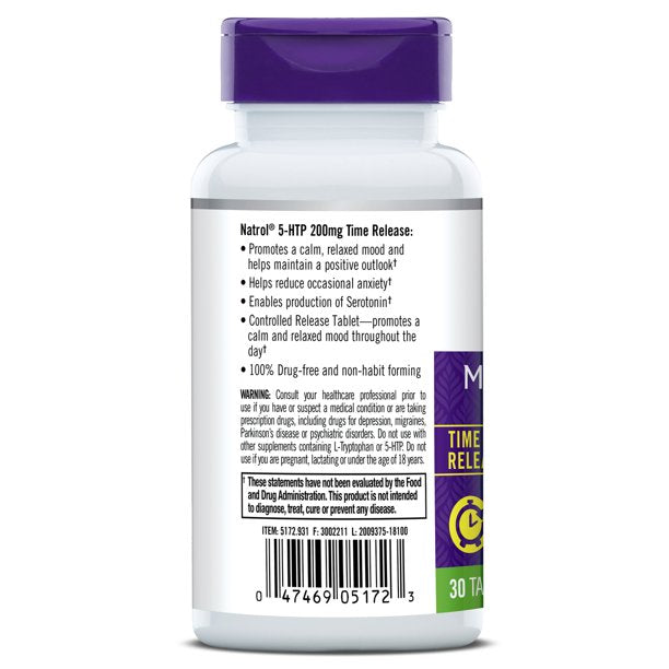 Natrol 5-HTP Mood & Stress 200mg, 30 Tablets