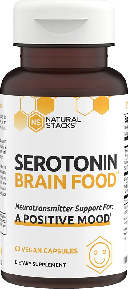 Natural Stacks Serotonin Brain Food - Support for a Positive Mood, 60 Vegetarian Capsules