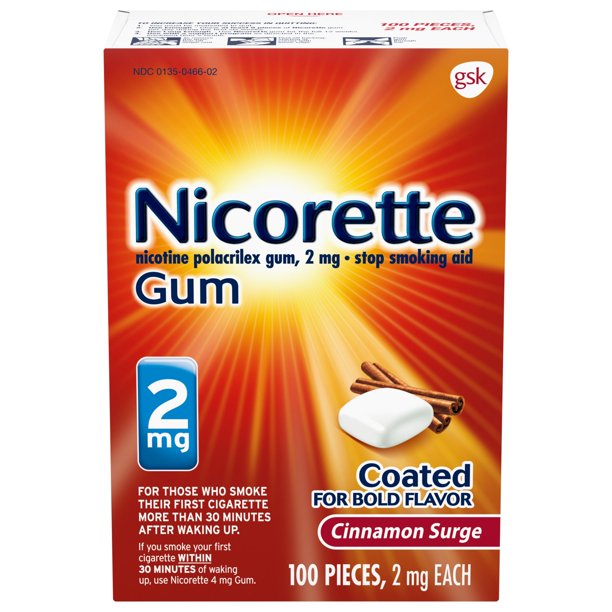 Nicorette Gum 2mg Cinnamon Surge, 100 Pieces