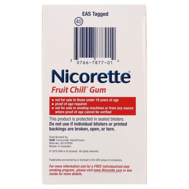 Nicorette Gum 2mg Fruit Chill, 160 Pieces