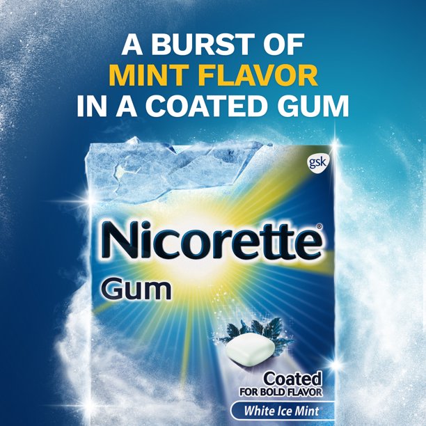 Nicorette Gum 2mg White Ice Mint, 100 Pieces