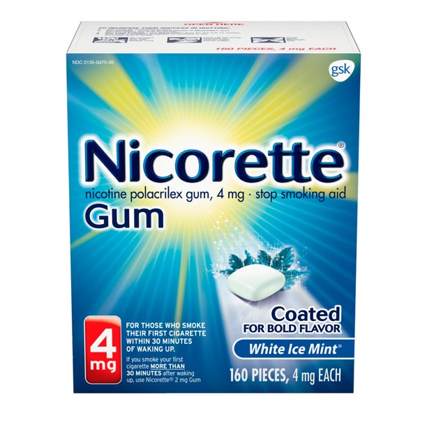 Nicorette Gum 4mg White Ice Mint, 160 Pieces