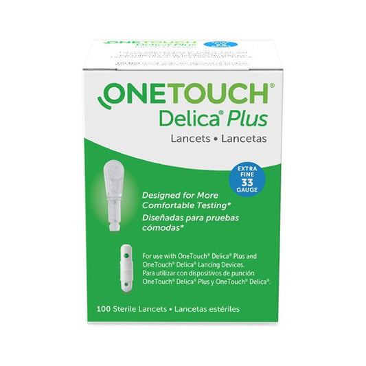 OneTouch Delica Plus Lancets| Extra Fine 33 Gauge | 100 Count