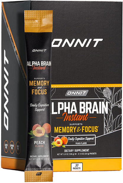 ONNIT Alpha Brain Instant Memory & Focus, 30Packets - Peach Flavor