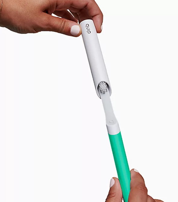 quip Electric Toothbrush Built-In Timer + Travel Case Green Plastic