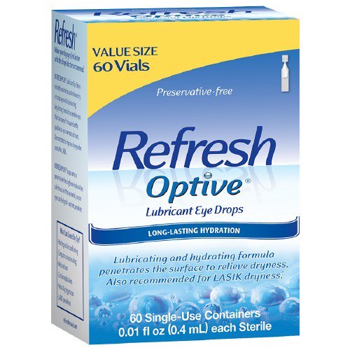 Refresh Optive Lubricant Eye Drops Single-Use Vials, 60 Each