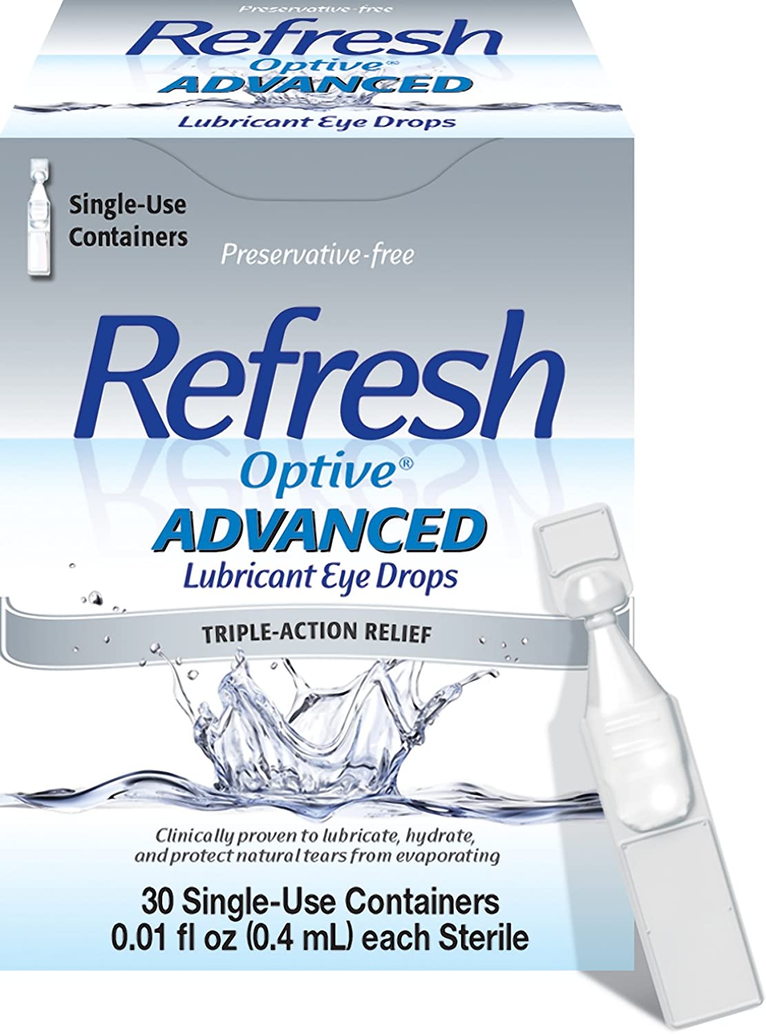 Refresh Optive Advanced Lubricant Eye Drops, 30 Count