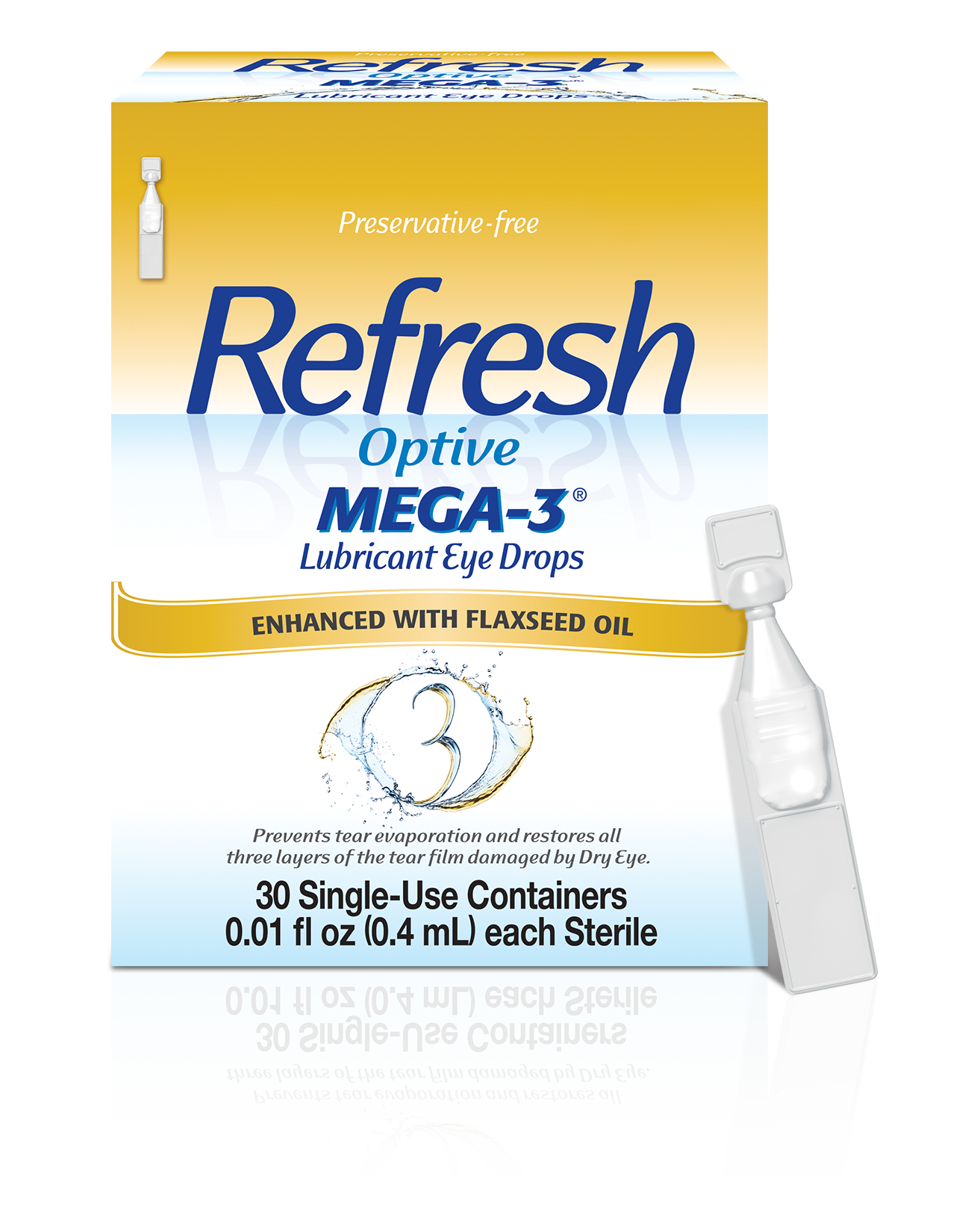 Refresh Optive Mega 3 Lubricant Eye Drops Preservative Free 30 Ea