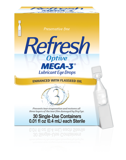 Refresh Optive Mega 3 Lubricant Eye Drops Preservative Free 30 Ea