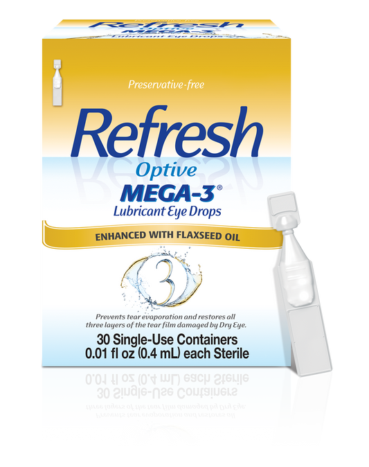 Refresh Optive Mega 3 Lubricant Eye Drops Preservative Free 30 Ea