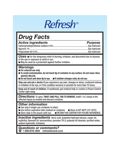 Refresh Optive Mega-3 Lubricant Single-Use Sterile Containers Eye Drops, 30 count, 2-Pack
