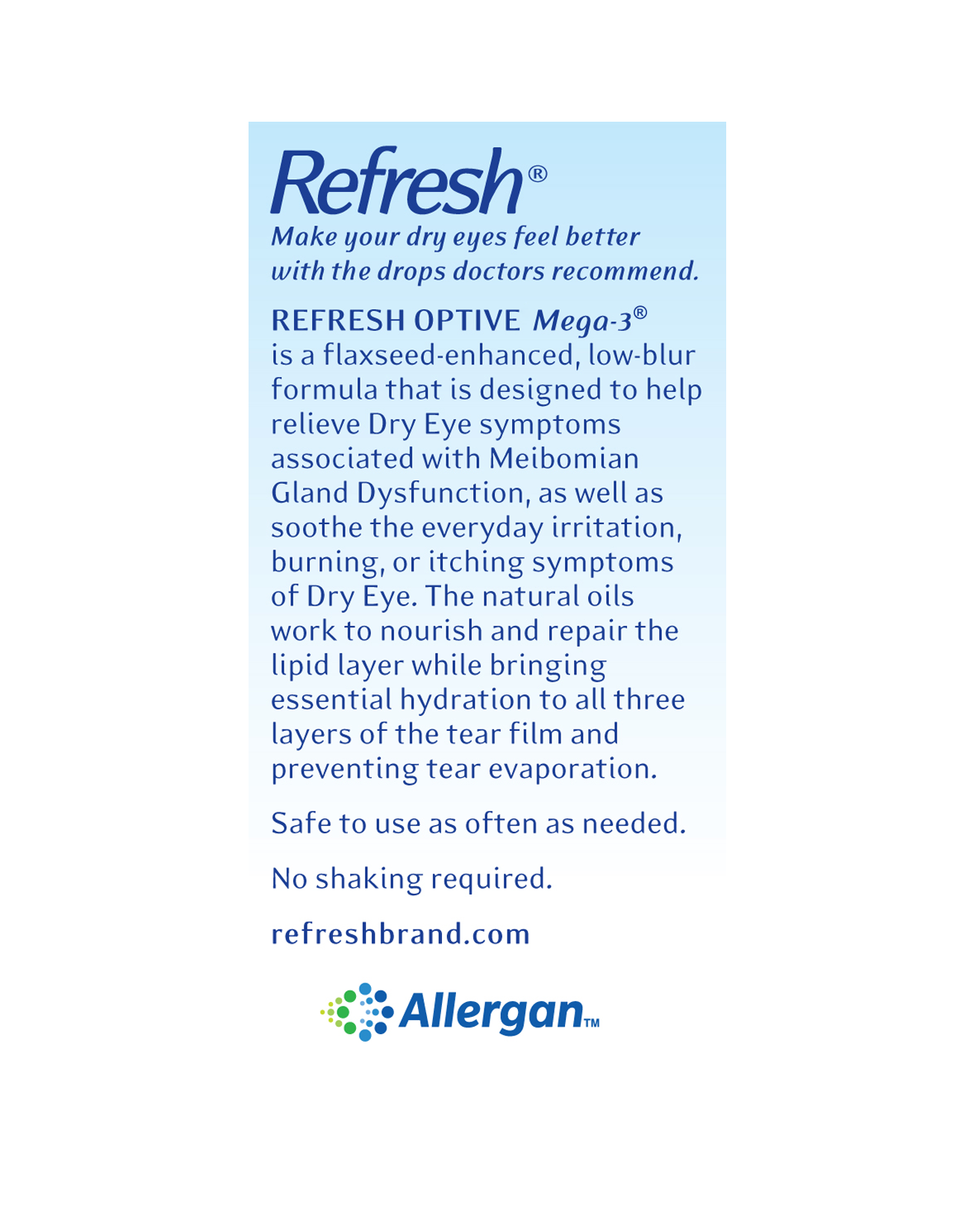 Refresh Optive Mega-3 Lubricant Single-Use Sterile Containers Eye Drops, 30 count, 2-Pack
