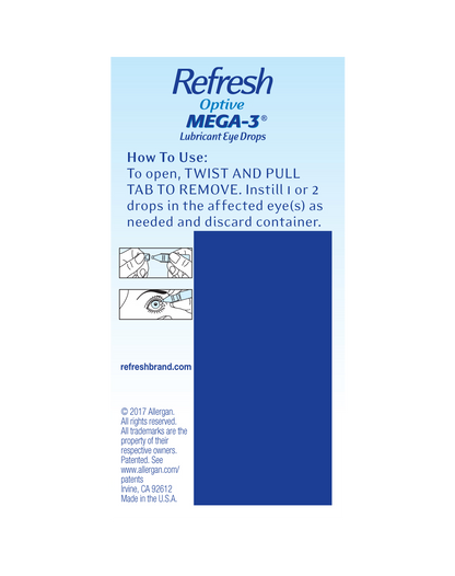 Refresh Optive Mega 3 Lubricant Eye Drops Preservative Free 30 Ea