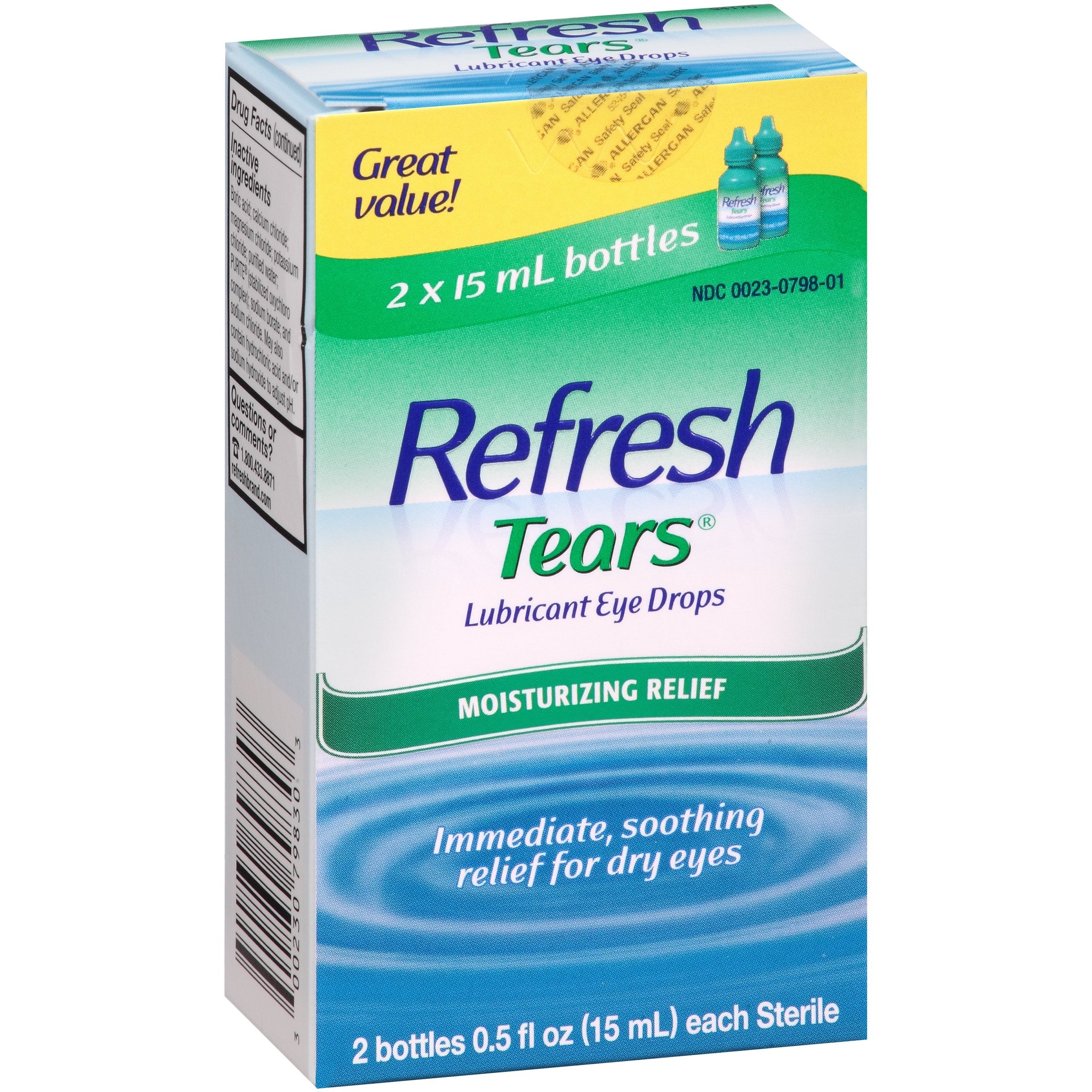 Refresh Tears Lubricant Eye Drops, 2 Bottles 0.5 fl oz ,15mL each