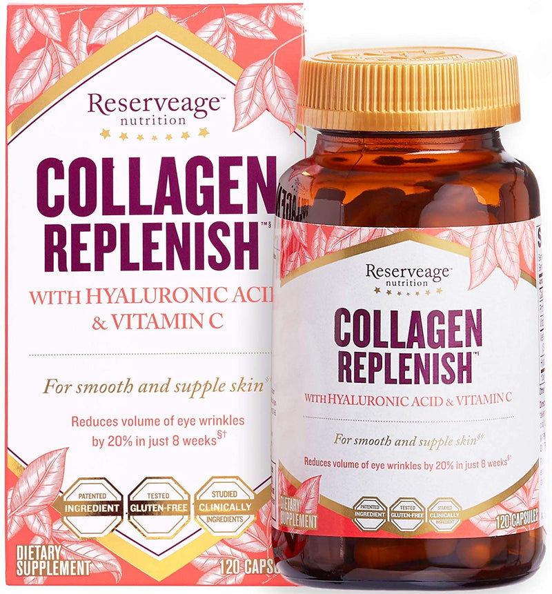 Reserveage Nutrition Collagen Replenish with Hyaluronic Acid and Vitamin C, 120 Capsules