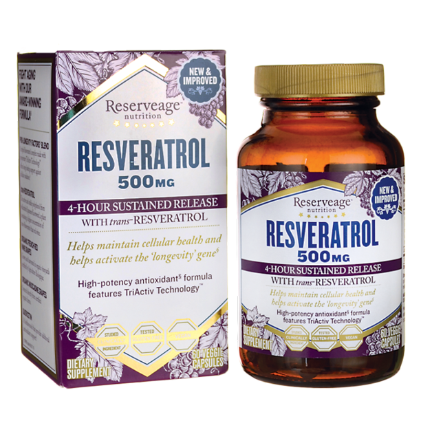 Reserveage Beauty Resveratrol 500mg, 60 Veggie Capsules