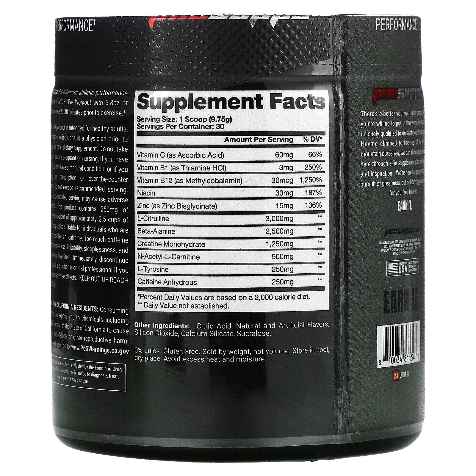 Prosupps Hyde Pre Workout, Fruit Punch, 30 Servings