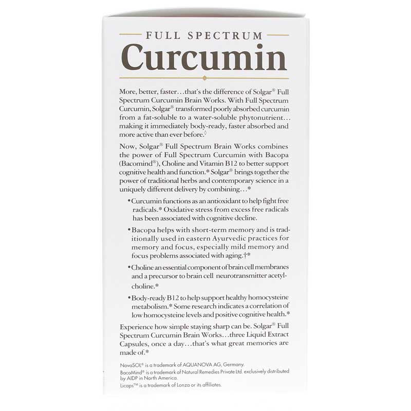 Solgar Full Spectrum Curcumin Brain Works, 90 Licaps