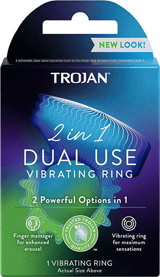 Trojan 2-in-1 Vibrating Ring + Finger Massager