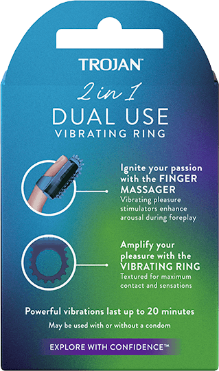 Trojan 2-in-1 Vibrating Ring + Finger Massager