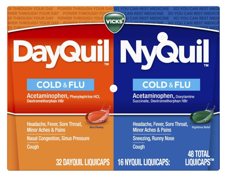 VICKS DayQuil 32ct and NyQuil 16ct Cold & Flu, 48 Total Liquicaps