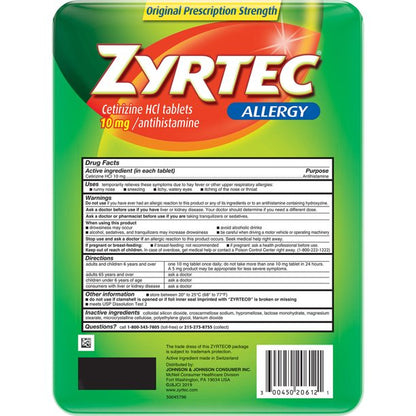 Zyrtec Allergy Relief Tablets, 10 Mg (120 Count)